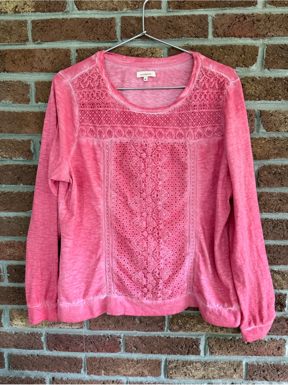 Sundance Coral Pink Shirt.  Nice Detail. Textures. Size XL.